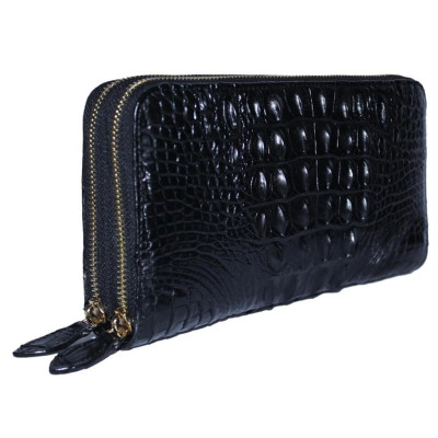 HC3738 - Ví nữ da cá sấu Huy Hoàng nhiều ngăn gai cầm tay màu đen
