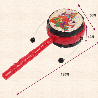 Trống Lắc Tay Hoạ Tiết Truyền Thống Cho Bé Dài 19cm