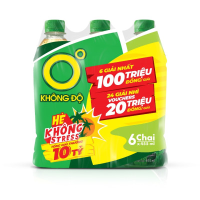 Thùng 24 chai Trà xanh vị chanh Không Độ chai PET 455 ml