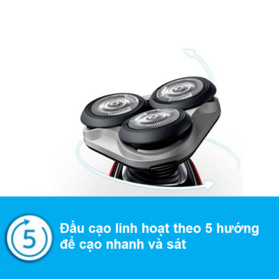 Máy cạo râu khô và ướt cao cấp Philips Norelco S5940/88 Serial 5000 có đầu tỉa để tỉa tóc mai và ria mép - HÀNG NHẬP KHẨU