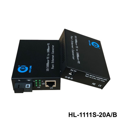 Bộ chuyển đổi quang điện Ho-Link HL-1111S-20AB | 1 sợi quang 10/100MB - Hàng chính hãng