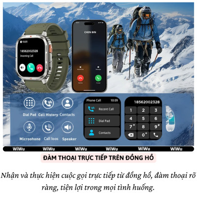 Đồng hồ thông minh smartWatch hiệu WlWU SW05 - Màn hình 2.0 inch HD TF, kháng nước IP68, Đàm thoại bluetooth 5.2,Theo dõi nhịp tim, nồng độ oxy trong máu SpO2, 100+ mặt đồng hồ, nhiều chế độ thể thao - Hàng nhập khẩu