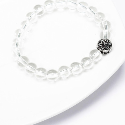 Vòng tay cho bé đá thạch anh trắng charm bạc mệnh thủy, kim - Ngọc Quý Gemstones