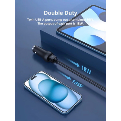 Củ sạc Ôtô MicroPack POWER MOTOR LITE 2 MCC-236QC Hai Cổng USB-A Công Suất 18W Tổng Công Suất 36W Hàng Chính Hãng