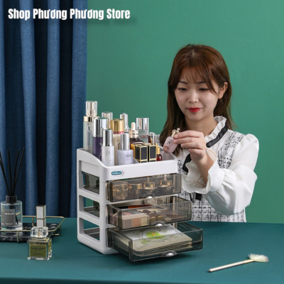 ( Hàng Cao Cấp ) Tủ,Kệ đựng đồ trang điểm MIKA trong suốt 3/,4 tầng, để mỹ phẩm tiện lợi