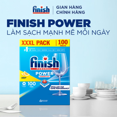 Combo Finish tiện lợi 2: Hộp 100 Viên Rửa Bát Finish Essential + Nước Làm Bóng Finish 500ml + Muối Rửa Chén Finish Salt túi 1kg