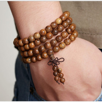 Vòng tay nam nữ 108 hạt 8 ly gỗ đàn hương
