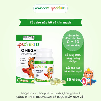 [Hộp 30 viên] Viên nang Special Kid Omega Capsules - Hỗ trợ hệ thần kinh, tăng khả năng tập trung và trí nhớ, nâng cao thị lực, tốt cho tim mạch của trẻ