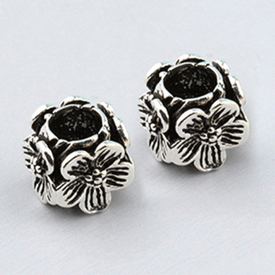 Combo charm bạc chặn hạt hình vuông hoa 4 mặt - Ngọc Quý Gemstones