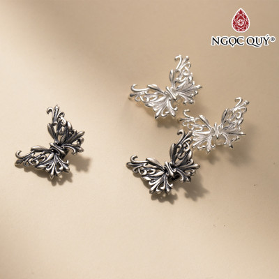 Charm bạc hình con bướm xỏ ngang - Ngọc Quý Gemstones