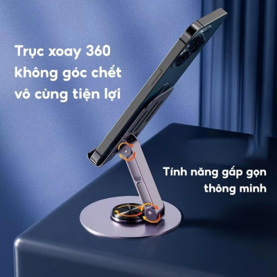 Combo 2 Giá đỡ điện thoại để bàn chân xoay 360 độ tiện lợi bằng hợp kim nhôm gấp gọn Phụ Kiện Phone