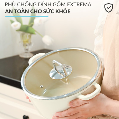 Nồi chống dính phủ gốm Hàn Quốc dung tích 2.2L size 20cm