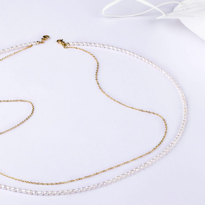 Dây đeo kính hai lớp mix chuỗi ngọc trai nhỏ phong cách Âu Mỹ chuỗi đeo khẩu trang đeo mặt nạ khí chất