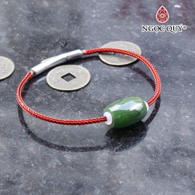 Vòng tay xỏ lu đá ngọc bích mệnh hỏa, thổ - Ngọc Quý Gemstones