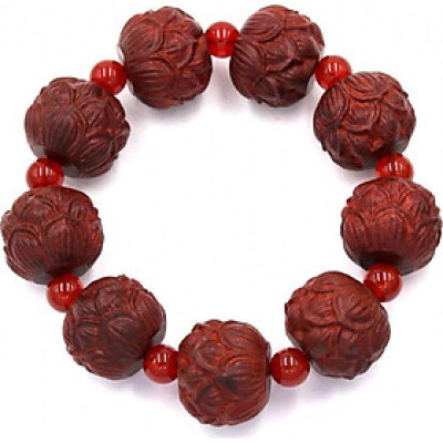Vòng tay chuỗi hạt hoa sen gỗ trắc đỏ HSDCT38