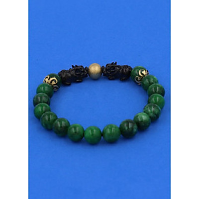 Vòng tay Cẩm Thạch Sơn Thủy size 8 ly, 10 ly, 12 ly - Vòng tay Tỳ Hưu Đôi inox đen VCTDNTHHEV - hợp mệnh Mộc, mệnh Hỏa