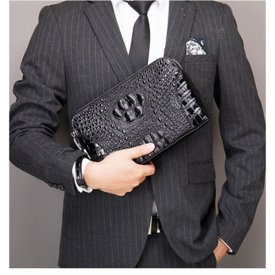 Clutch khóa số cầm tay cao cấp BHM3001 Da bò dập nổi vân da cá sấu