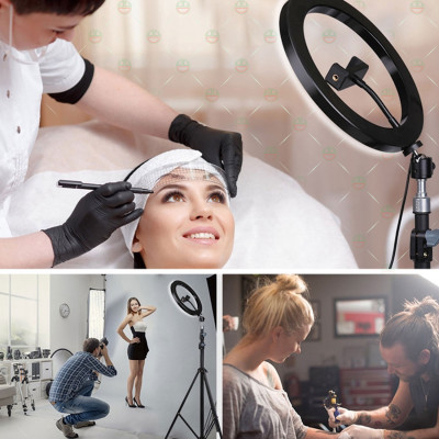 (Loại Chuẩn) Bộ Đèn LedRing LiveStream Cỡ 33cm Cao 2m1 KhoNCC Hàng Chính Hãng - Phù Hợp Idols , YouTube, Tiktok, Thẩm Mỹ Viện Phun Xăm, Bán Hàng - KLM-LEDRING33CM-FULL (Đen Trắng)
