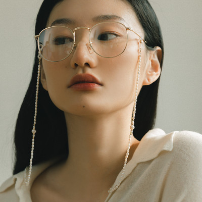 Dây hạt trai đeo kính chuỗi hạt vàng phong cách retro cổ điển Pháp trang sức thiết kế handmade