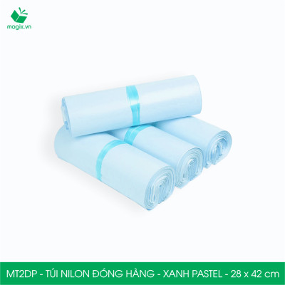 MT2DP - 28x42 cm  - Túi nilon gói hàng - 300 túi niêm phong đóng hàng màu xanh pastel