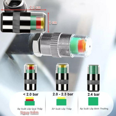 Nắp Van Lốp Ô Tô bằng Đồng kiểm tra cảnh báo Áp Suất Lốp có ốc hãm chống trộm