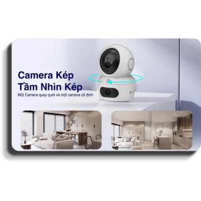 Camera Ezviz 2 Mắt 8.0MP H7C Xem 2 Màn Hình Cùng Lúc, Xoay 360 Độ, Có Màu Đêm - TRANGIATELECOM Hàng nhập khẩu