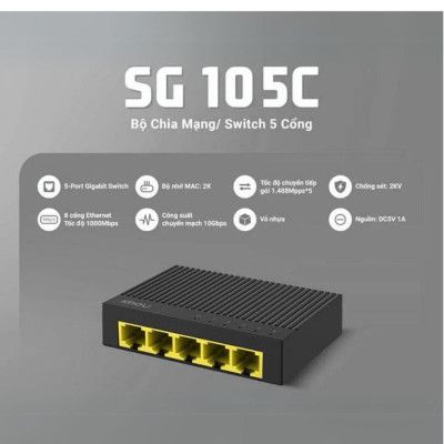 Thiết Bị Chia Mạng Imou SF105C, SF108C, SG105C, SG108C Switch 5 và 8 Cổng Tốc Độ Ethernet 100Mbps - TRANGIATELECOM Hàng chính hãƞg Hàng nhập khẩu