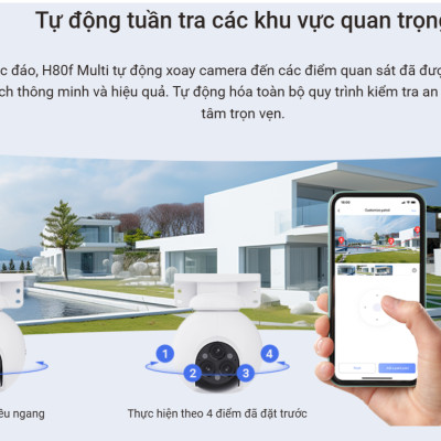 Camera WiFi EZVIZ H80F 3 ống kính 2K 4MP siêu nét cả ngày lẫn đêm, có màu đêm, AI phát hiện người - Hàng chính hãng