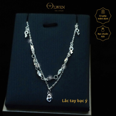 Lắc chân bạc Ý với thiết kế dạng chuỗi kép, điểm nổi bật là có nhiều mặt charm nhỏ rủ xuống, hình chiếc lá nhỏ được làm từ bạc trơn bóng. Các charm lá được phân bố đều trên chuỗi, phong cách cá tính, năng động - LM132.1