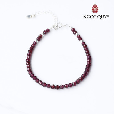 Vòng tay đá garnet hạt mini khóa bạc mệnh hỏa, thổ - Ngọc Quý Gemstones