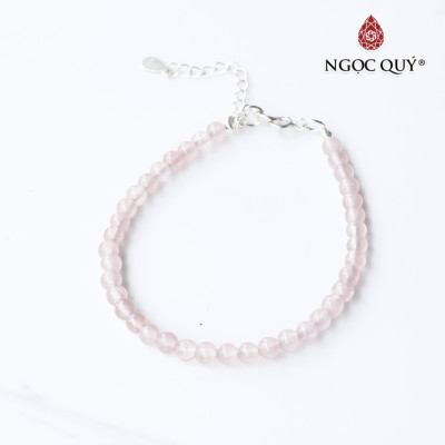 Vòng thạch anh hồng hạt mini khóa bạc mệnh hỏa, thổ - Ngọc Quý Gemstones