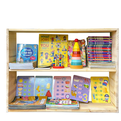 Kệ Để Đồ Chơi, Kệ Sách Đa Năng 2 Tầng Montessori Trang Trí Decor Phòng Cho Bé 