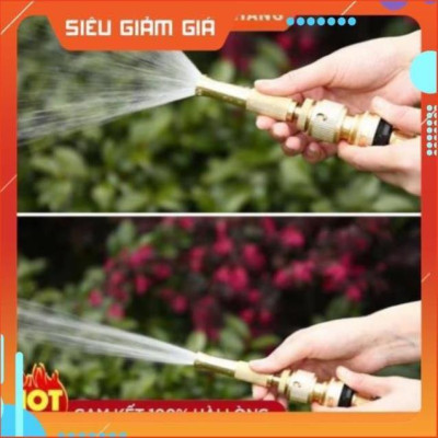 Bộ dây vòi xịt nước rửa xe, tưới cây . tăng áp 3 lần,loại 7m,10m 206587 cút sập,nối nhựa vàng+ tặng túi đựng bút