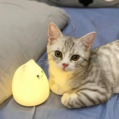 Đèn Ngủ Hình Mèo Con Siêu Dễ Thương - Chất liệu Silicon Dẻo Cao Cấp An Toàn DRU - Hàng Chính Hãng