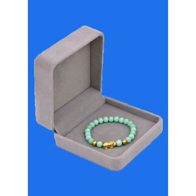 Vòng đeo tay đá Ngọc Bích xanh 6 ly cẩn Tỳ Hưu inox vàng VNBXTHHBV6 HỘP NHUNG - hợp mệnh Mộc, mệnh Hỏa