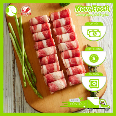 [GIAO NHANH HCM]  Ba Chỉ Bò Mỹ Cuộn Nhúng Lẩu - Khay 500gr