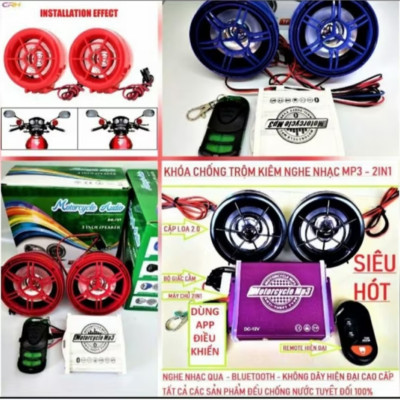 BỘ 2 LOA NGHE NHẠC KIÊM CHỐNG TRỘM LẮP XE MÁY XE ĐIỆN MẪU MỚI 