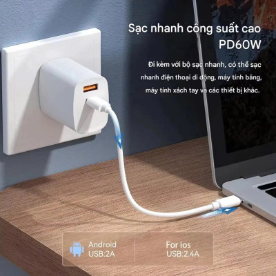 Cáp sạc nhanh đa năng - Hỗ trợ sạc nhanh lên đến 60W - Hàng Nhập Khẩu