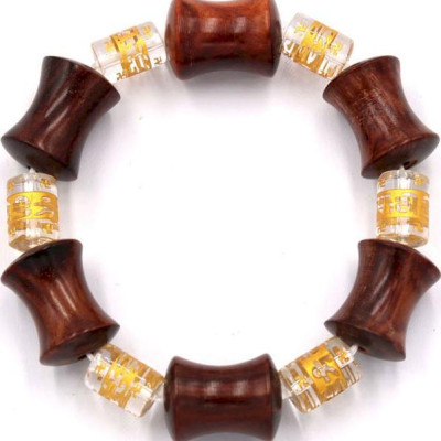 Vòng tay chuỗi hạt gỗ hồng hình ống tre HMS6