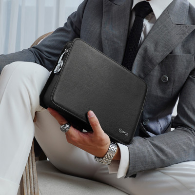 Clutch, Ví Cầm Tay Thời Trang Nam Khóa Số Da Bò Cao Cấp CK14 Đen