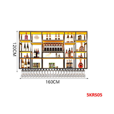 KỆ TRƯNG RƯỢU KHUNG SẮT – MẶT GỖ CÓ ĐÈN 5KRS05 - NỘI THẤT LẮP RÁP VIENDONGADV