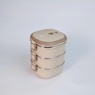 Hộp cơm giữ nhiệt 3 tầng Inox 304 Kalpen AR11 dung tích 2100ml chuẩn Đức - Hàng chính hãng