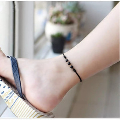 Lắc chân Tam Tài gắn hạt đá phong thủy thiên nhiên dễ thương cho Nữ công sở làm trang sức