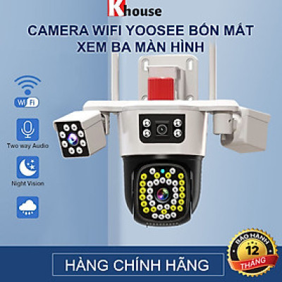Camera Yoosee 3 Mắt Máy Bay Độc Lập Siêu Sắc Nét, Đêm Có Màu, Đàm Thoại Hai Chiều, Chống Nước Nhựa IP66, Hàng Nhập Khẩu