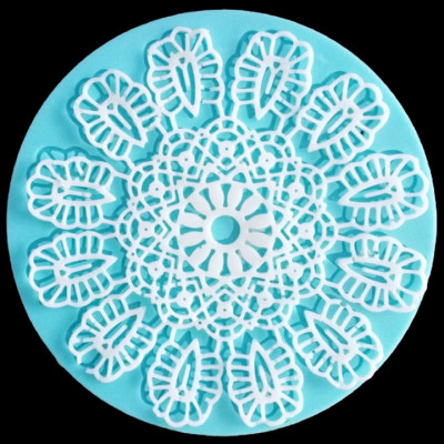 Bộ 4 khuôn silicon làm bánh, rau câu nền hoa văn ren kiểu loại 13 cm - Mã số 1051