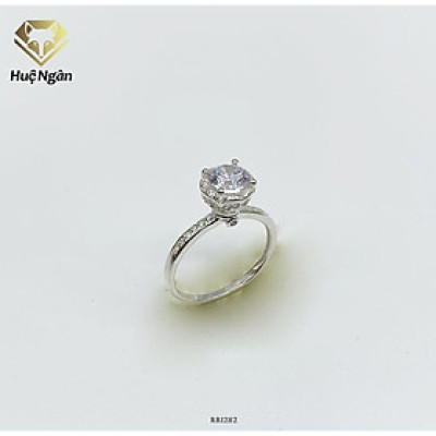 Nhẫn bạc Ý 925 Huệ Ngân - 4 chấu vương miên đá 6li RR1282