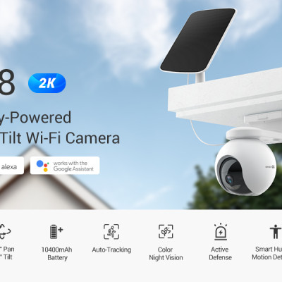 Camera Quay quét Wi-Fi pin sạc EZVIZ CB8 2K kèm tấm pin sạc năng lượng mặt trời - Hàng Chính Hãng