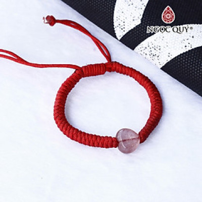 Vòng thắt dây đỏ trái tim đá thạch anh dâu hợp mệnh hỏa, thổ - Ngọc Quý Gemstones