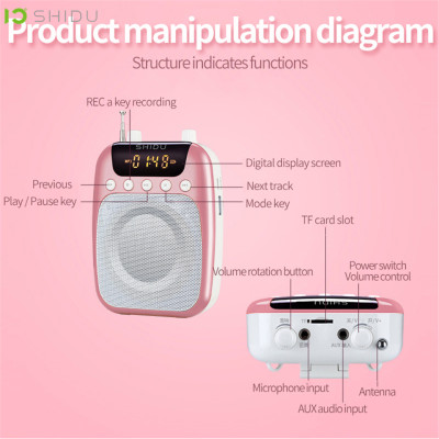 Tặng Kèm Micro Không Dây Trị Giá 199K - Loa Trợ Giảng Có Dây Shidu SD-S358 Công Suất Loa 10W Kết Nối Bluetooth,FM, Dung Lượng Pin 2500mAh Sử Dụng Lên Tới 15h. SHIDU S358 10W Wireless Mini Amplifier Meeting Guide Headset Micro Wireless - Hàng Chính Hãng