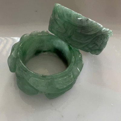 Nhẫn Rồng Nam Ni 20mm Cao 12mm Dầy 4mm Đá Cẩm Thạch Xanh Đều màu tự nhiên nhu đẹp sang tay ạ